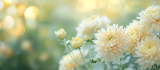 菊の花の先生で美しい球ボケの写真