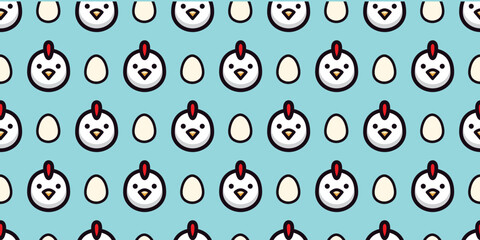 Charming Chicken and Egg Seamless Pattern. Vector.
鶏と卵のシームレスパターン