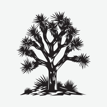 Tree Black & White Vector Illustration Silhouette  