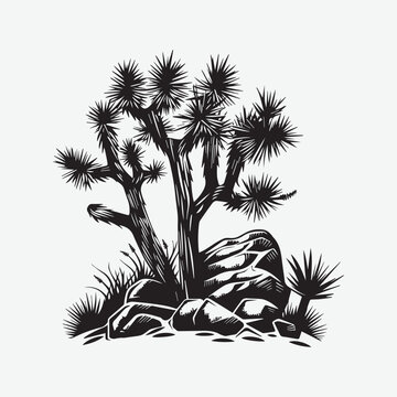 Tree Black & White Vector Illustration Silhouette  