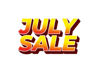 July sale. Text effect in 3 dimension style and eye catching colors