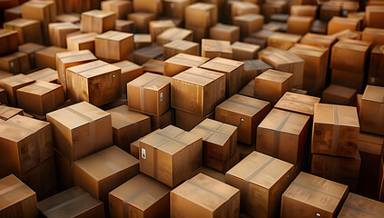 Fototapeta premium Cardboard Boxes: A Diverse Display of Packaging Varieties