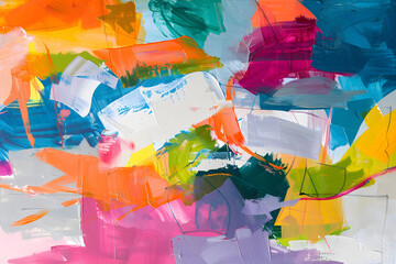 Vibrant painting with multicolored splashes
