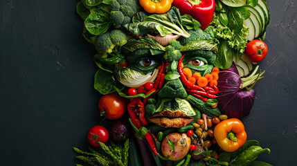 Human representation made of vegetables. 