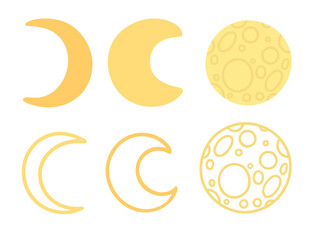 Set of moon icons in different phases vector illustration isolated on white background