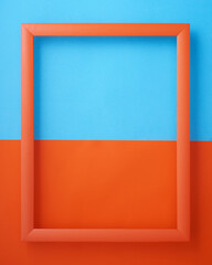 Orange  frame on light blue and orange background
