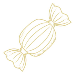 Minimalist line art illustration of a wrapped candy