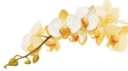 Flores amarelas no fundo branco - Ilustração