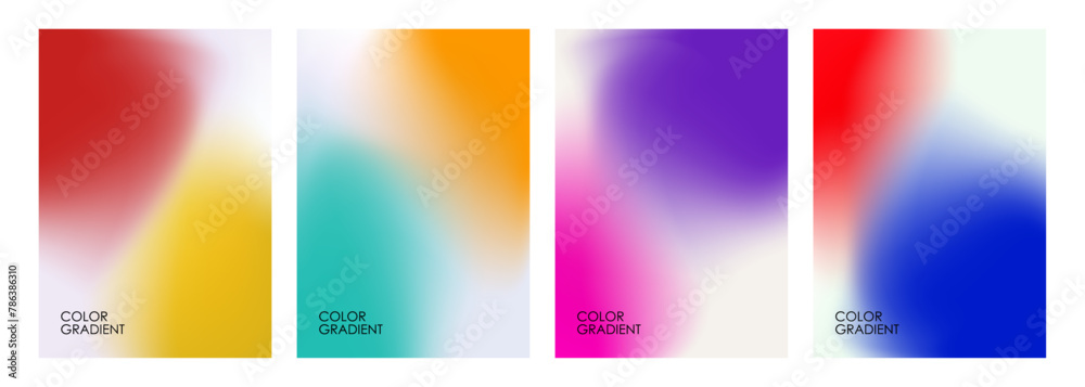 Poster set of blurred backgrounds. bright color gradients. defocused color templates for creative graphic d