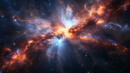 Space backgound with light stars around galaxy and cosmos - obrazy, fototapety, plakaty