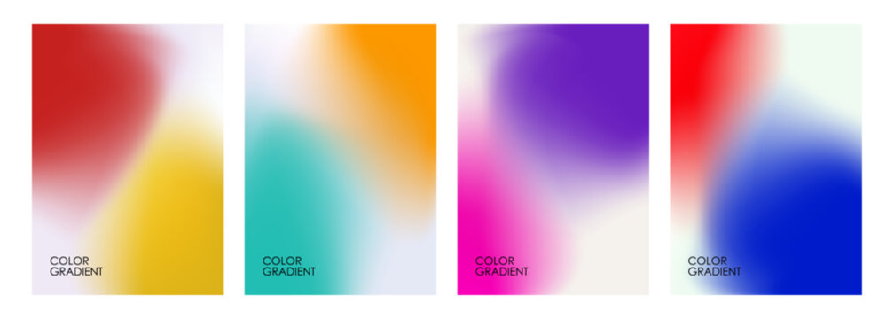 Set of blurred backgrounds. Bright color gradients. Defocused color templates for creative graphic design. Vector illustration.	