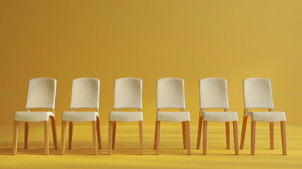 Unusual Chair In A Line Career Chance Corporate Management Hiring Idea Illustrated In 3D