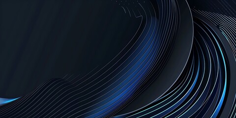 Abstract background with blue lines in the shape of an "O" and stripes on a dark gradient