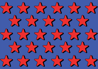 Red stars on a blue background. Pattern with stars. Colors are easily edited. Bright pattern