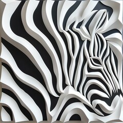 Zebra pattern with  geometric stripes, abstract black and white illustration generated with AI 