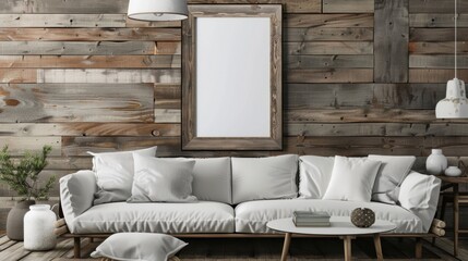 Frame in farmhouse room interior background