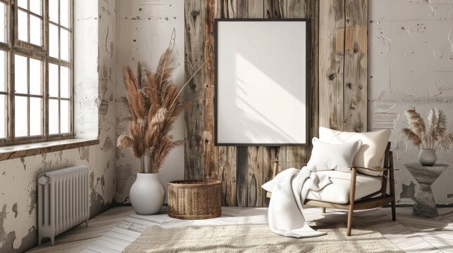 Frame in Farmhouse Room Interior Background