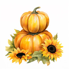 pumpkin and autumn leaves