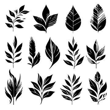 different black and white leaf pattern for nature-inspired designs - Stock vector illustration