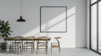 Frame in stylish office wall poster in modern interior
