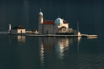 Island church of Our lady of the Rock Perast Bay of Kotor Montenegro 