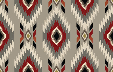 Ethnic tribal Aztec colorful background. Seamless tribal pattern, folk embroidery, tradition geometric Aztec ornament. Tradition Native and Navaho design for fabric, textile, print, rug, paper