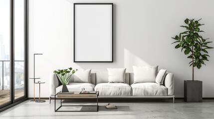 Frame design for sophisticated living room wall poster.