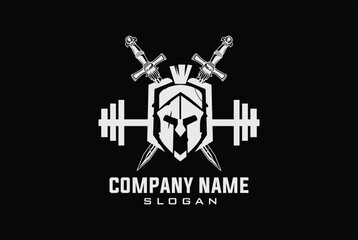Spartan helmet Warrior Fitness Gym Logo Design Template