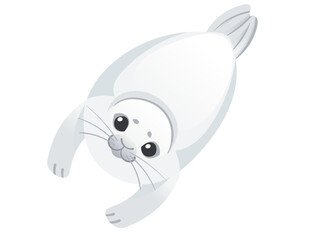 Cute white seal child mammal arctic animal cartoon animal design vector illustration isolated on white background