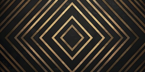 Abstract geometric pattern with concentric diamond shapes in gold and black.