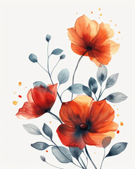 Background illustration with poppies, watercolor