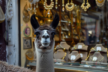 Fototapeta premium lama in the market in Peru