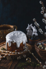 Easter cake with icing and sprinkles