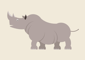 Rhinoceros, animal vector illustration, rare and endangered animal, mammal, wild, Africa, detailed vector file, fully editable, for posters, isolated, clip art, nursery home decor