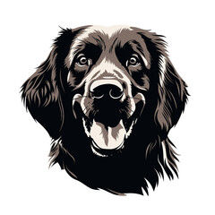 Golden retriever face silhouette, solid black, illustrator, no color, white background сreated with Generative Ai