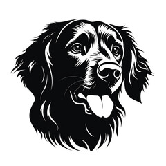 Obraz premium Golden retriever face silhouette, solid black, illustrator, no color, white background сreated with Generative Ai
