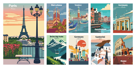 Set of 9 Vintage National Park Posters, National Park Art Prints Nature Wall Art and Mountain Print Set Abstract Travel for Hikers Campers Living Room Decor.