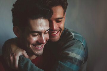 Obraz premium Portrait Photo of a Gay Couple, Generative AI