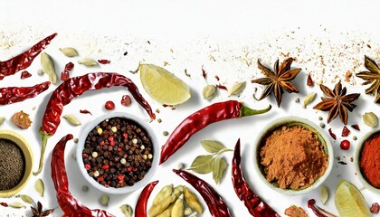 Flavor Fusion: Red Chilies and Exotic Spice Medley on White