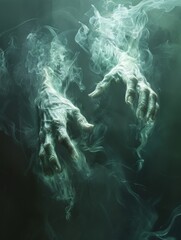 Ghostly hands appearing in a sA ance, reaching for the living