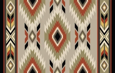Papier Peint photo Style bohème Ethnic tribal Aztec colorful background. Seamless tribal pattern, folk embroidery, tradition geometric Aztec ornament. Tradition Native and Navaho design for fabric, textile, print, rug, paper
