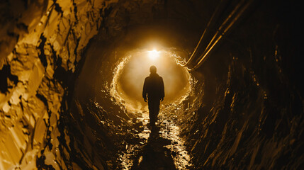 Man in mine tunnel
