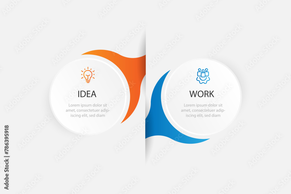 Poster Modern template infographic with 2 step circle concept can be used for workflow, business information, and web design 