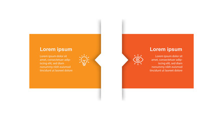 Infographic template vector with 2 step paper style