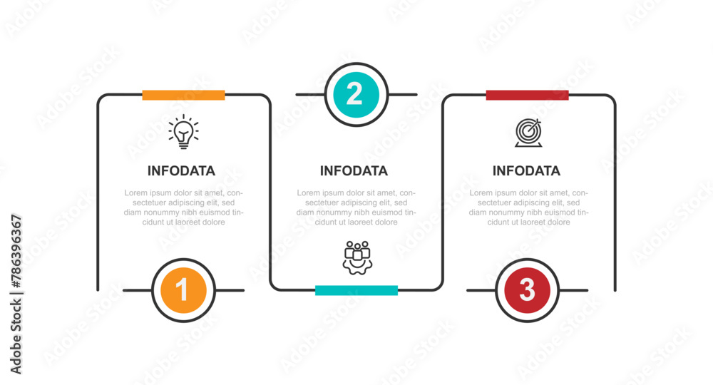 Poster Business template vector infographic with 3 line connected concept can be used for workflow, business information, and web design 