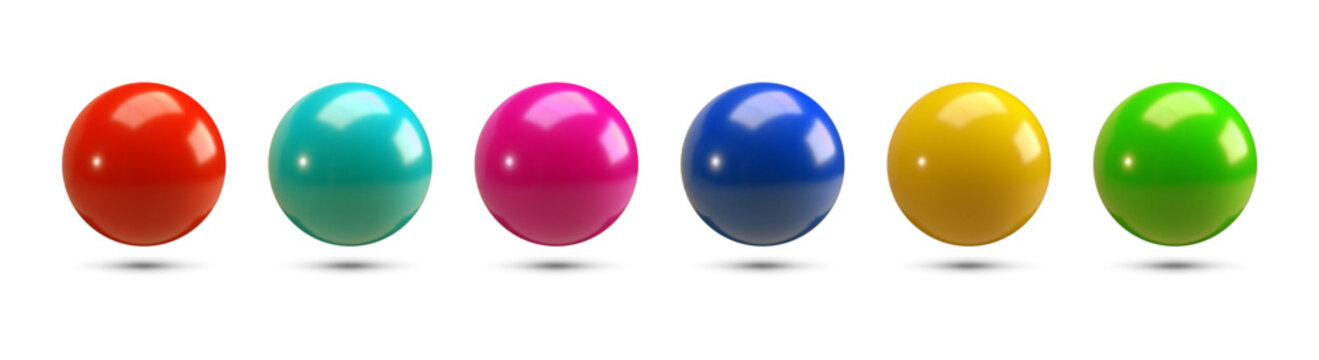 Collection of colorful 3d spheres isolated on white