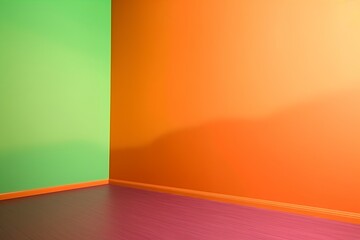 room with orange wall made by midjourney