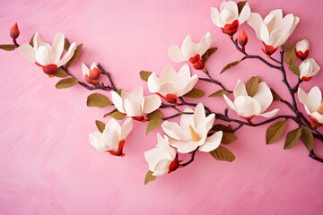 pink flowers on a wooden background made by midjourney