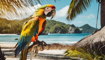 parrot on the beach - Powered by Adobe