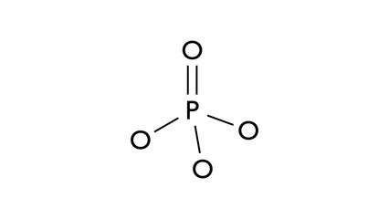 phosphate molecule, structural chemical formula, ball-and-stick model, isolated image anion